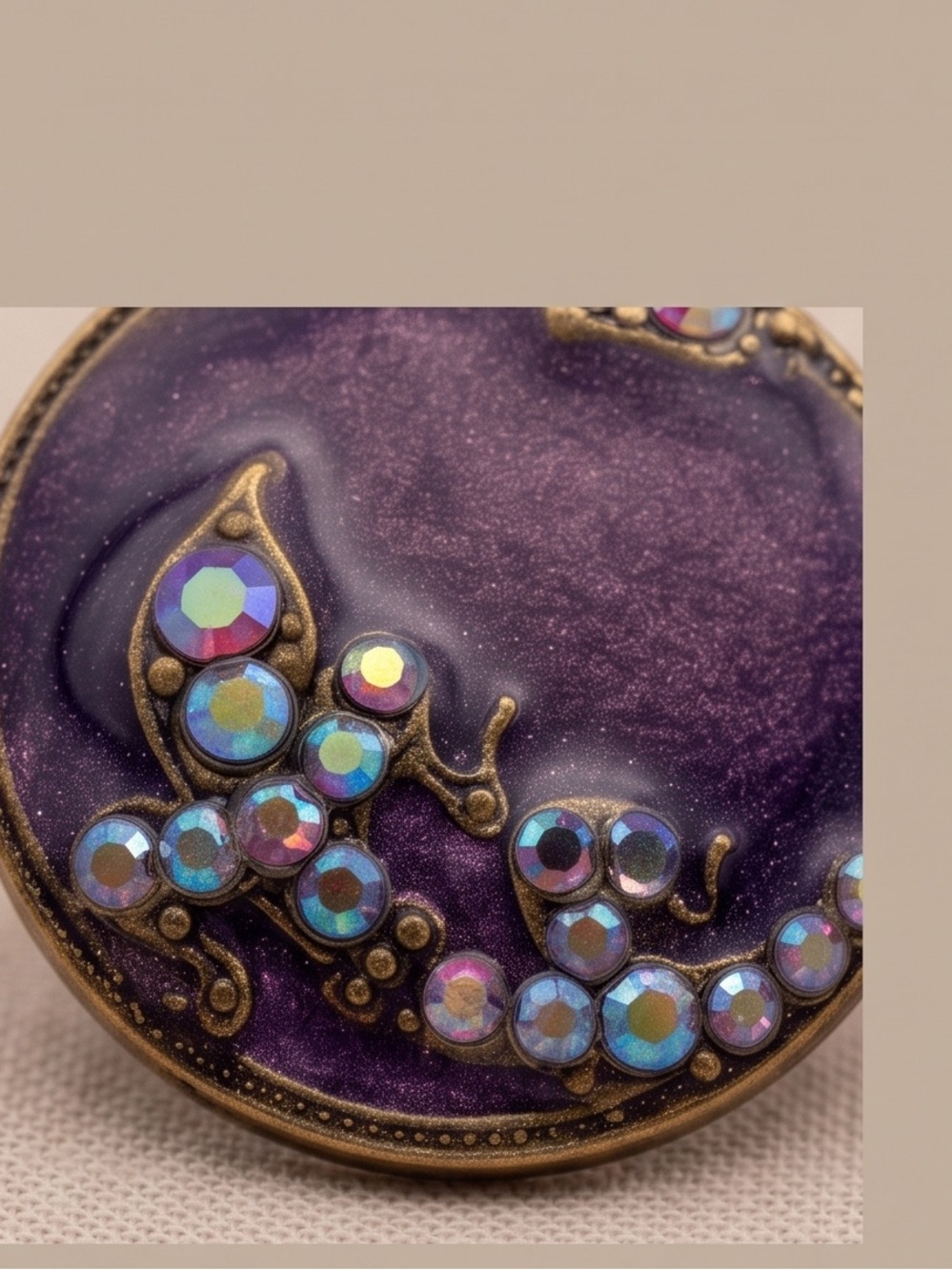 Vintage Purple & AB Round Stud Earrings Unisex